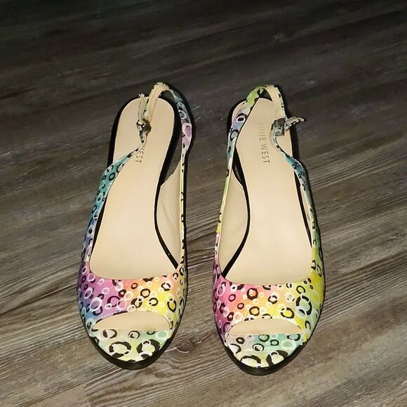 Nine West multi color Sharina2 peep toe heels - Picture 2 of 7